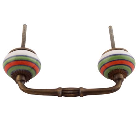 Pea Green Striped Ceramic Bridge Handles